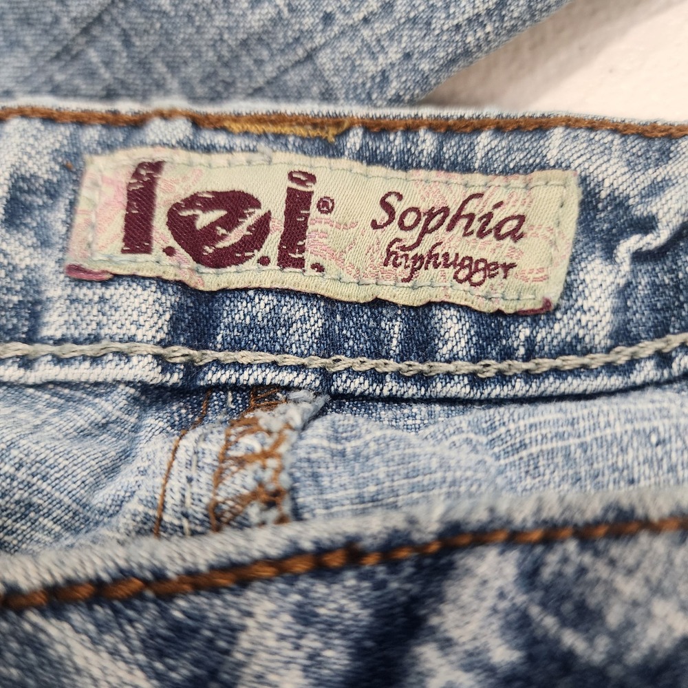 Vintage LEI Sophia Hiphugger Jeans Y2K Embroidered Low Rise Light Wash Size 18 - Picture 5 of 13